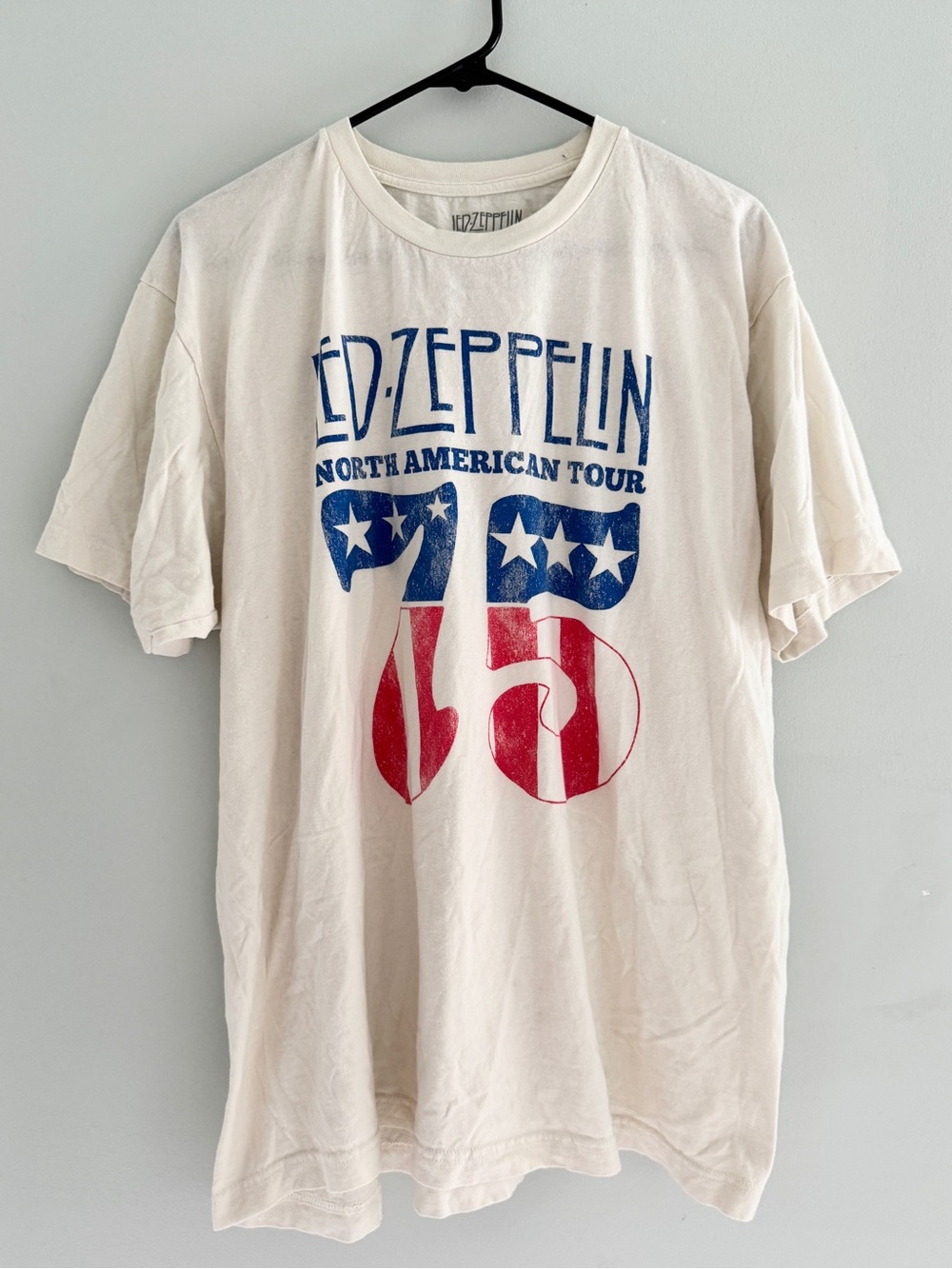 Led Zeppelin Graphic T-Shirt North American Tour 1975 White XL